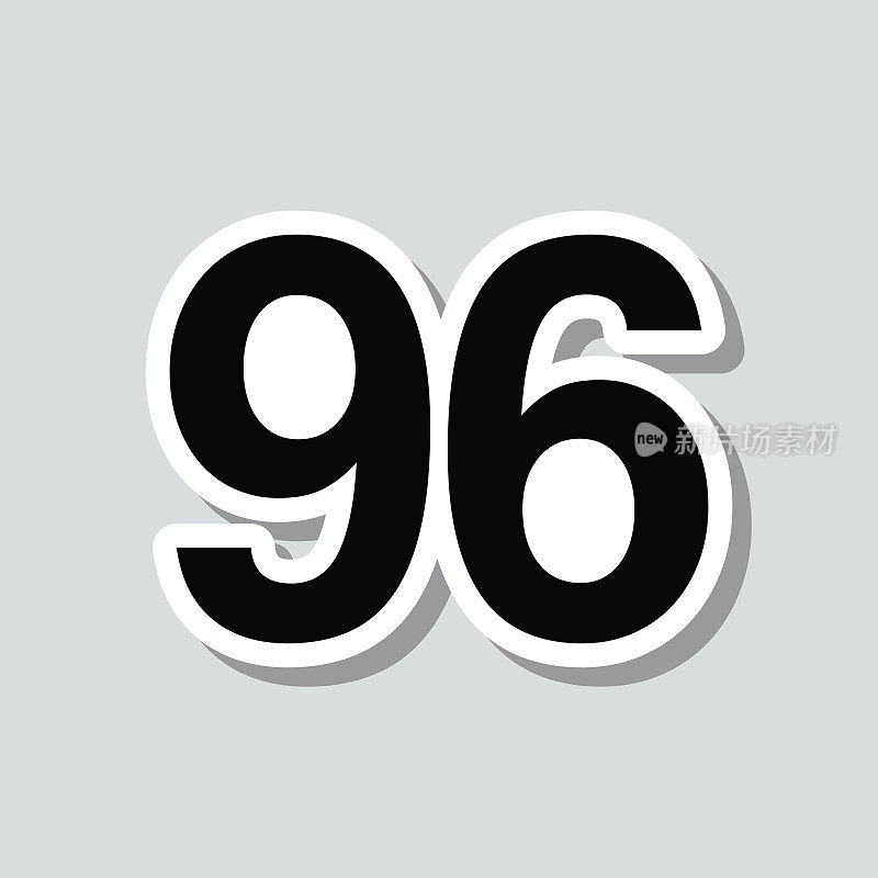 96 -数字96。图标贴纸在灰色背景